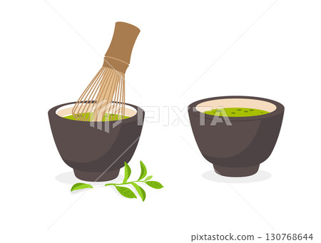 Japanese matcha green tea powder stock illustration 130768644