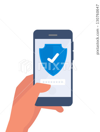 Smartphone data protection. Vector illustration. Stock illustration. 130768647