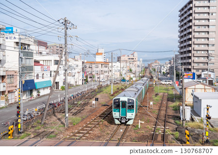 [Tokushima Line] Local train arriving at Tokushima Station 130768707