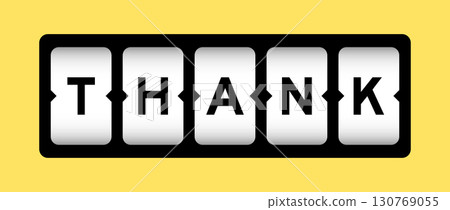 Black color in word thank on slot banner with yellow color background 130769055