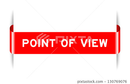 Red color inserted label banner with word point of view on white background 130769076