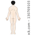 Anatomical straight male, back, watercolor style, with hair 130769103