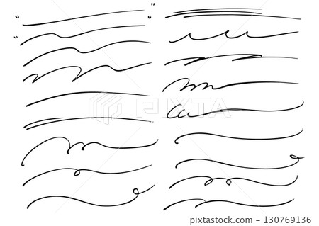 Hand drawn lines under letters Underline set Vector 130769136