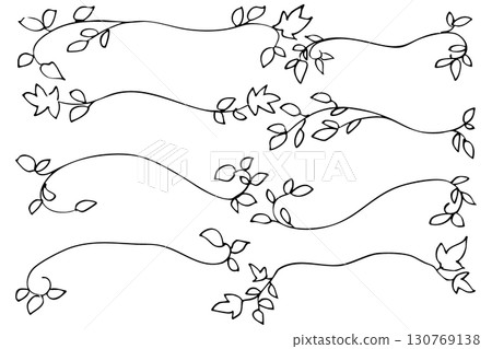 Leaf and ivy line illustration material vector Leaf and ivy line illustration material vector 130769138