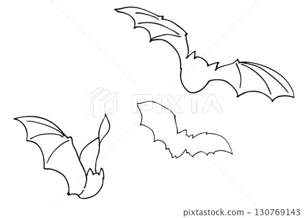 萬聖節蝙蝠線描插畫向量 130769143