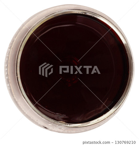 Top View of Dark Soda in Wine Glass on White Background Top View of Dark Soda in Wine Glass on White Background 130769210