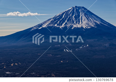 Mt. Fuji seen from Misaka Mountains and Odake in winter 130769678