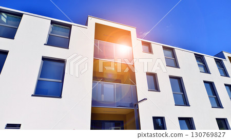 Modern elements in contemporary architecture. Architectural details of a modern apartment building. Modern elements in contemporary architecture. Architectural details of a modern apartment building. 130769827