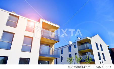 Modern elements in contemporary architecture. Architectural details of a modern apartment building. Modern elements in contemporary architecture. Architectural details of a modern apartment building. 130769883