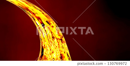Golden liquid on dark background. Fuel concept. For  projects hot metal, gold, gasoline, diesel, oil, petroleum products 130769972