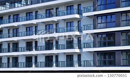 Modern elements in contemporary architecture. Architectural details of a modern apartment building. Modern elements in contemporary architecture. Architectural details of a modern apartment building. 130770031