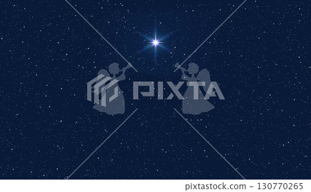 Christmas star, starry sky and angels, Nativity of Jesus Christ. 130770265