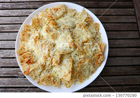 nachos as typical aperitiv mexican food 130770280