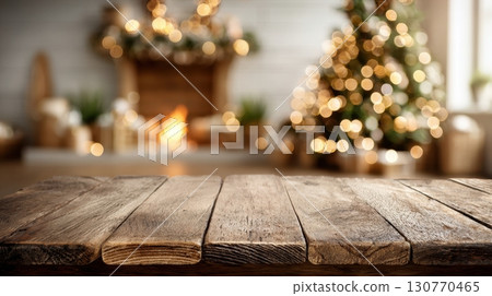 Rustic Wooden Board Mockup for Christmas Celebration Decor 130770465