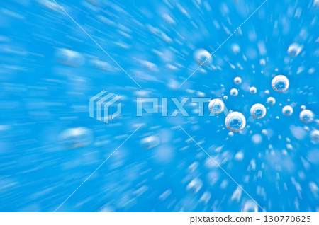 Water close up. Movement of water with oxygen bubbles. Blue beautiful underwater background Water close up. Movement of water with oxygen bubbles. Blue beautiful underwater background 130770625
