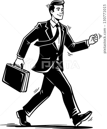 一位身著西裝、拎著商務包自信行走的商人 130771015