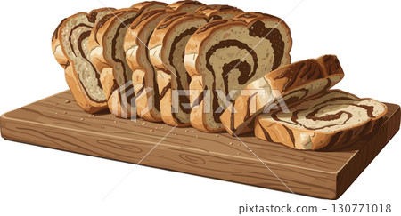 Chocolate marble bread cut into pieces on a cutting board Chocolate marble bread cut into pieces on a cutting board 130771018