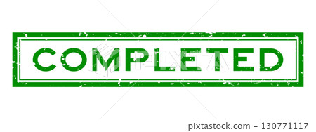 Grunge green completed word square rubber stamp in white background 130771117