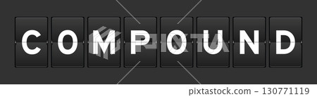 Black color analog flip board with word compound on gray background Black color analog flip board with word compound on gray background 130771119