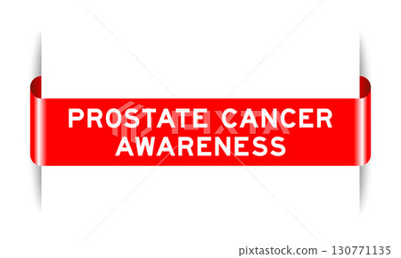 Red color inserted label banner with word prostate cancer awareness on white background Red color inserted label banner with word prostate cancer awareness on white background 130771135