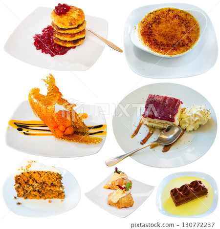 Collection of desserts isolated on white Collection of desserts isolated on white 130772237