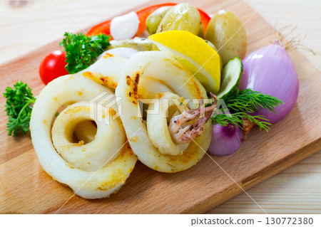 Roasted squid rings 130772380