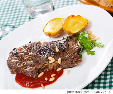 Entrecote with ketchup 130772395