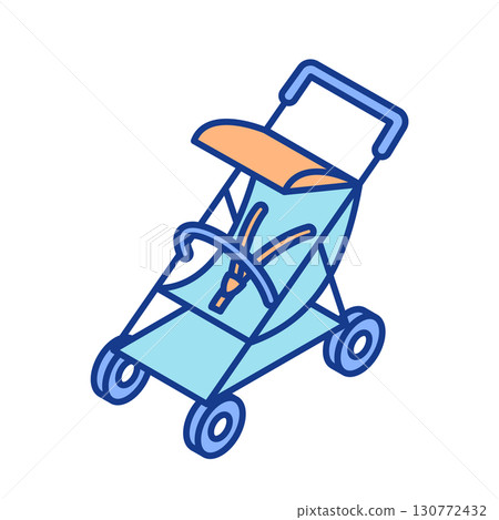 嬰兒車的等距插圖 嬰兒車的等距插圖 130772432