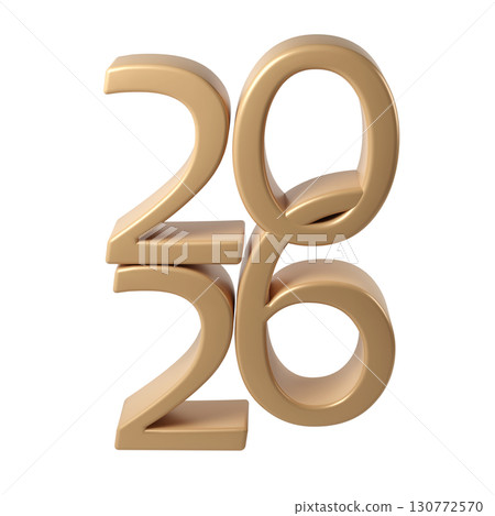 2026 3D numbers Happy New Year. christmas celebration gold transparent background design Holiday 2026 3D numbers Happy New Year. christmas celebration gold transparent background design Holiday 130772570