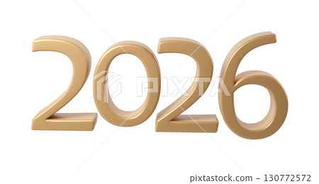 2026 3D numbers Happy New Year. christmas celebration gold transparent design background Holiday 130772572