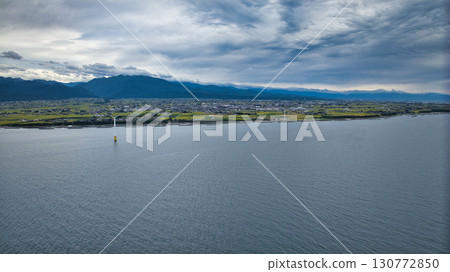 Offshore wind turbines off the coast of Nyuzen Town, Toyama Prefecture, just before the rains began 130772850