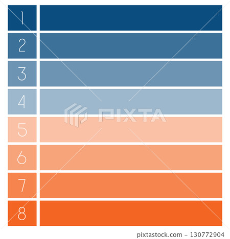 Colored horizontal stripes for eight 8 positions. Colored horizontal stripes for eight 8 positions. 130772904