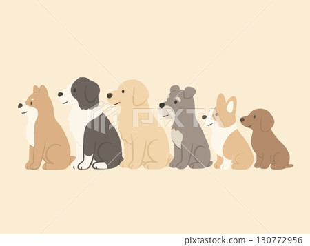 狗狗排隊的插圖 130772956