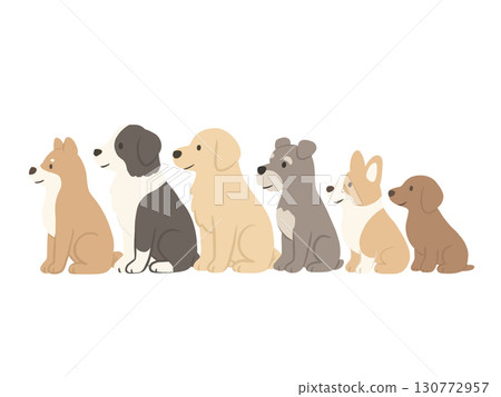 狗狗排隊的插圖 130772957