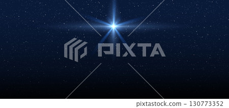 Nativity of Bethlehem, Nativity of Jesus Christ. Christmas star. Background of the beautiful dark blue starry sky and bright star 130773352
