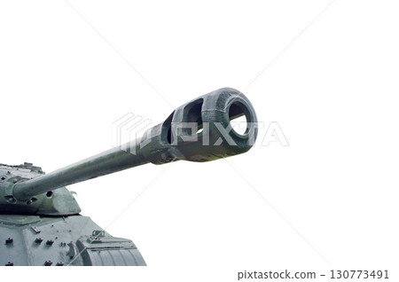 Old military tank isolated  white background 130773491
