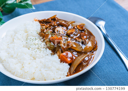Hayashi rice served on a white plate Hayashi rice served on a white plate 130774199