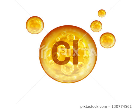 Mineral Cl golden balls isolated on white background Mineral Cl golden balls isolated on white background 130774561