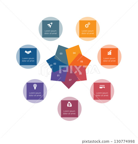 Circular Infographics for 7 positions 130774998