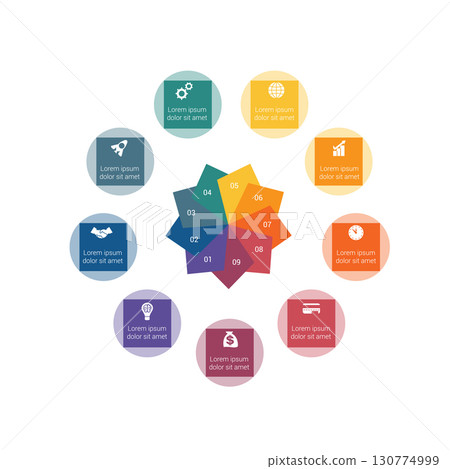 Circular Infographics for 9 positions Circular Infographics for 9 positions 130774999
