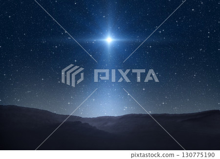 Star of Bethlehem, or Christmas Star. Bright star in the starry night sky 130775190