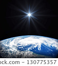 Bright star shines above the Earth in space. Birth of Jesus concept, Star of Bethlehem. Elements of this image furnished by NASA 130775357