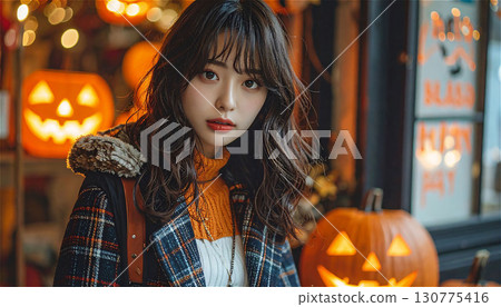 Halloween-style street fashion portrait 1 130775416