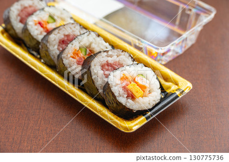Seafood rolls and tuna rolls 130775736