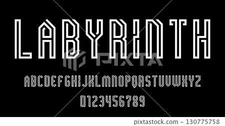 Set of alphabets font letters and numbers 130775758