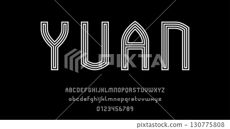 Set of alphabets font letters and numbers modern abstract design with lines vector illustration Set of alphabets font letters and numbers modern abstract design with lines vector illustration 130775808