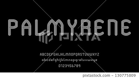 Set of alphabets font letters and numbers modern abstract design with lines vector illustration 130775809