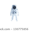 Astronaut in a spacesuit stands,  white background. Hands down. Elements of this image courtesy of NASA. 130775856