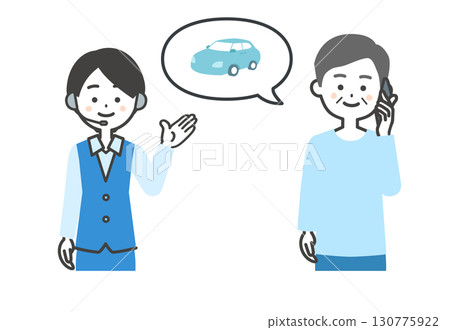 一位老人和一位女接線生在電話裡談論汽車的插圖 130775922