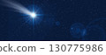 Christmas star and starry sky. Nativity of Jesus Christ. Background of the beautiful night blue starry sky and bright star. 130775986